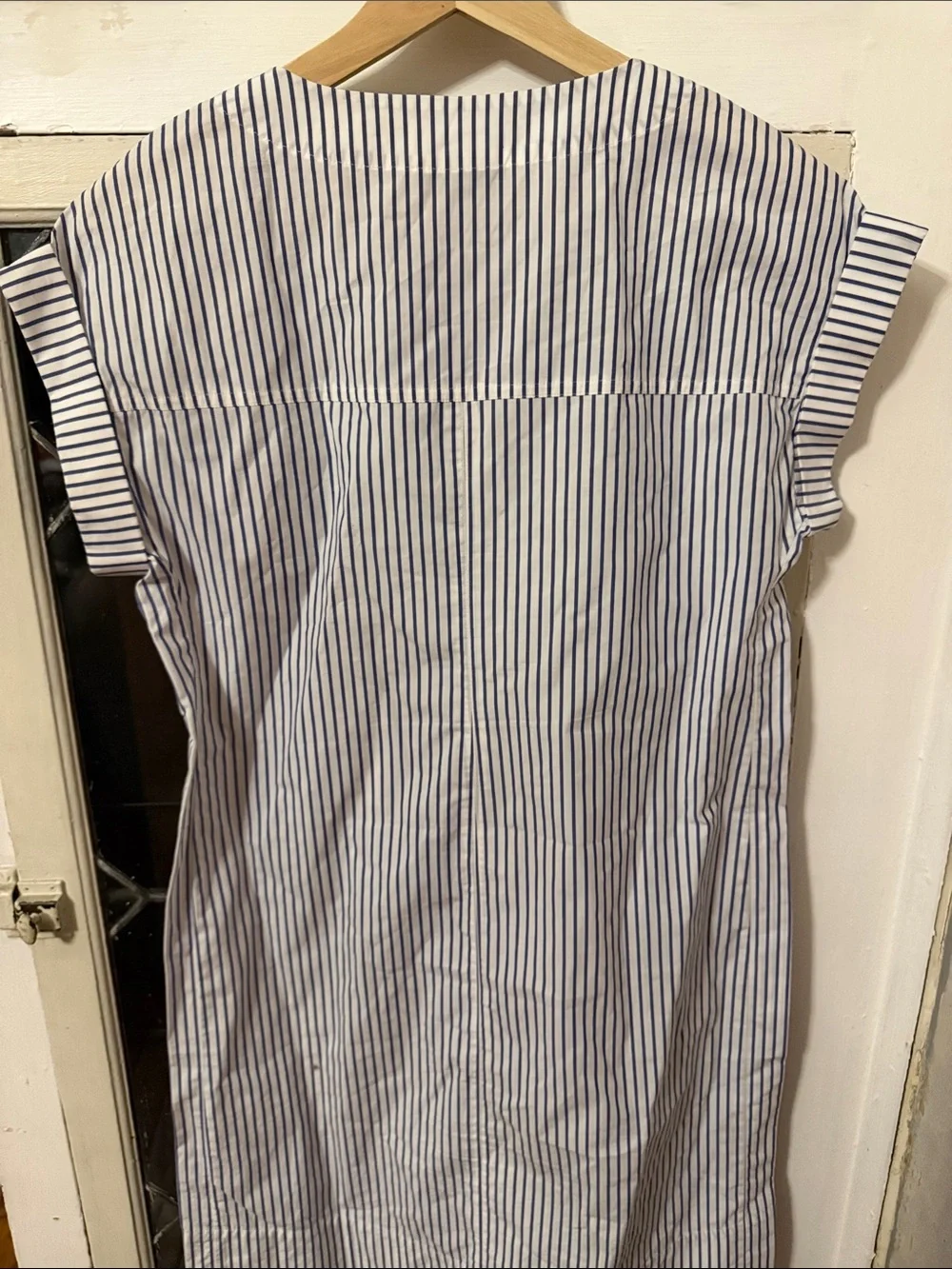 J. Crew Navy and White Striped Lace-Up Shift Dress